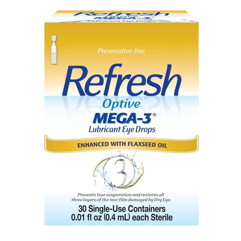 slide 6 of 12, Refresh Optive Mega-3 Preservative Free Eye Drops - 30ct, 30 ct