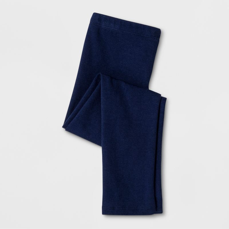 slide 1 of 1, Toddler Girls' Solid Leggings - Cat & Jack™ Blue 5T: Cotton Spandex, Mid Rise, Ankle Length, 1 ct
