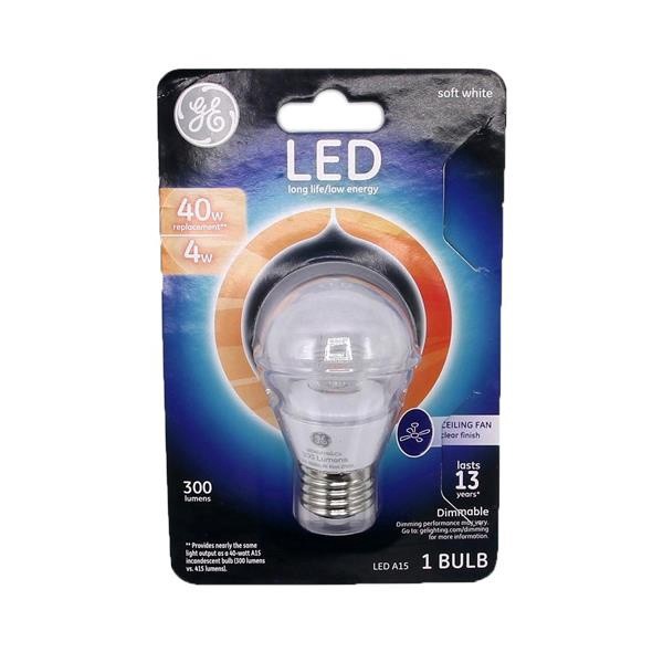 slide 1 of 1, GE LED 4-Watt (40-Watt) Soft White Ceiling Fan Clear Finish Light Bulb, 1 ct