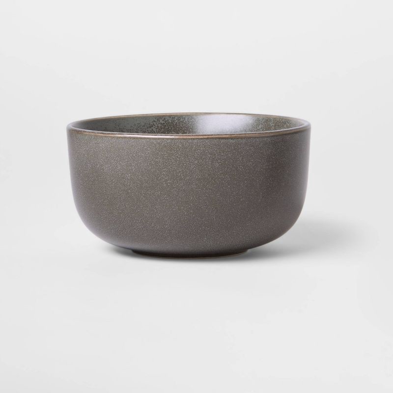 slide 1 of 3, 23oz Tilley Stoneware Cereal Bowl Gray/Brown - Threshold™: Modern Round Glazed Dining Bowl, Microwave & Dishwasher Safe, 23 oz