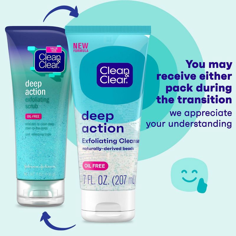 slide 3 of 8, Clean & Clear Oil-Free Deep Action Exfoliating Facial Scrub for Smooth Skin - 7 oz, 7 oz