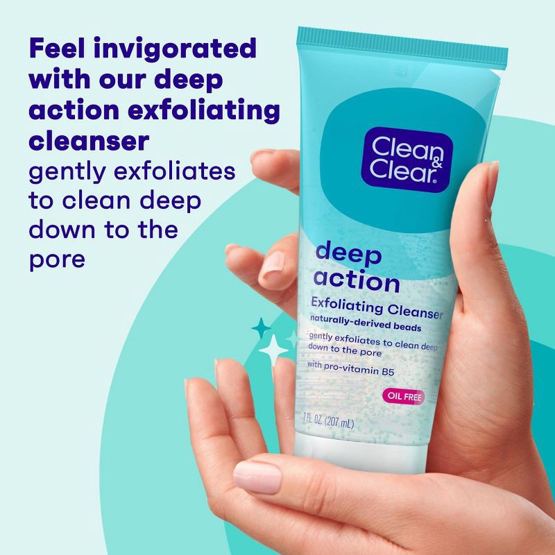 slide 4 of 8, Clean & Clear Oil-Free Deep Action Exfoliating Facial Scrub for Smooth Skin - 7 oz, 7 oz