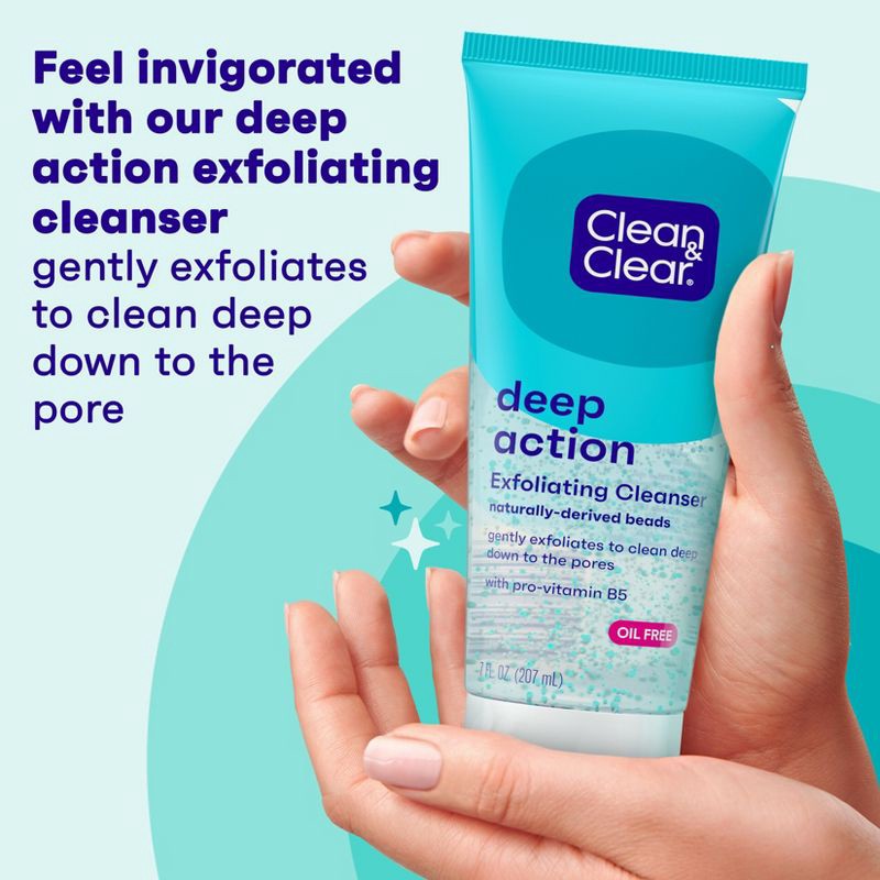 slide 4 of 8, Clean & Clear Oil-Free Deep Action Exfoliating Facial Scrub for Smooth Skin - 7 fl oz, 7 fl oz