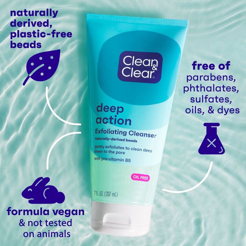 slide 7 of 8, Clean & Clear Oil-Free Deep Action Exfoliating Facial Scrub for Smooth Skin - 7 fl oz, 7 fl oz