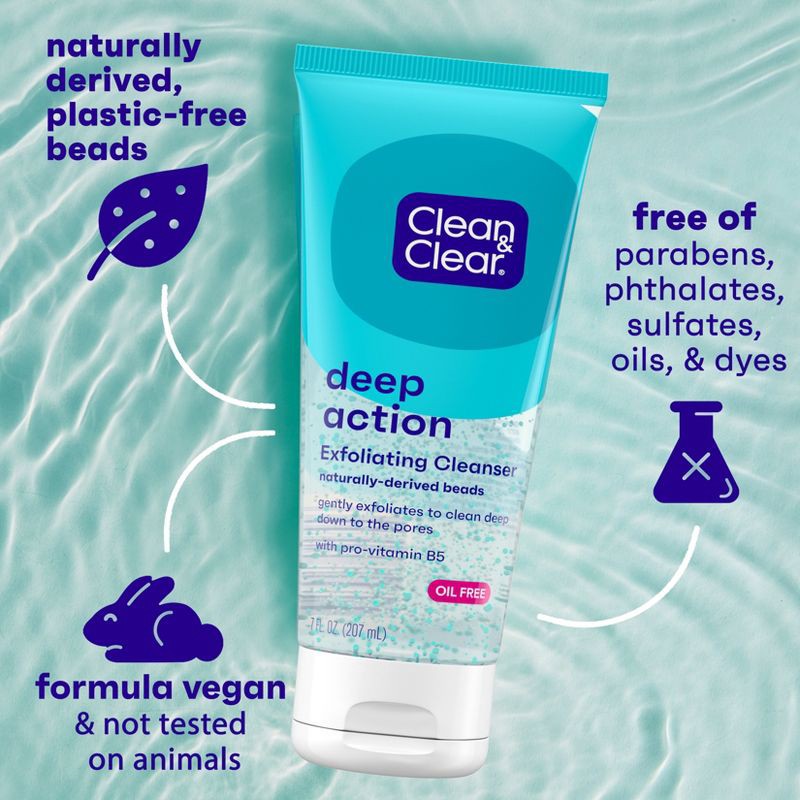 slide 5 of 8, Clean & Clear Oil-Free Deep Action Exfoliating Facial Scrub for Smooth Skin - 7 fl oz, 7 fl oz