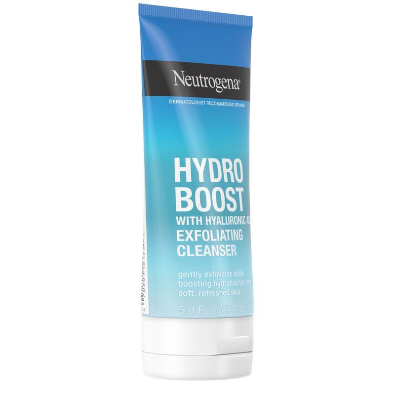 slide 4 of 8, Neutrogena Hydro Boost Gentle Exfoliating Daily Facial Cleanser with Hyaluronic Acid - 5oz, 5 oz