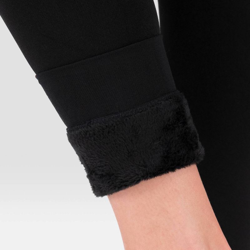 slide 3 of 3, Wander by Hottotties Women's Velvet Lined Thermal Leggings - Black L, 1 ct