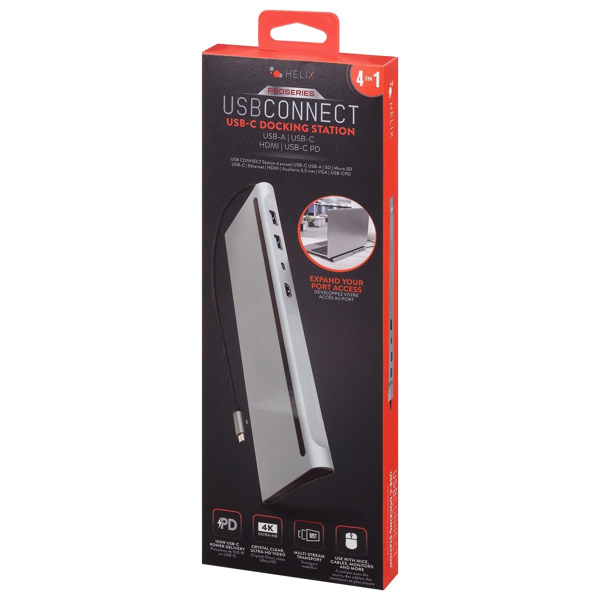 slide 9 of 9, Helix Proseries 4 in 1 USB-C Docking Station 1 ea, 1 ct