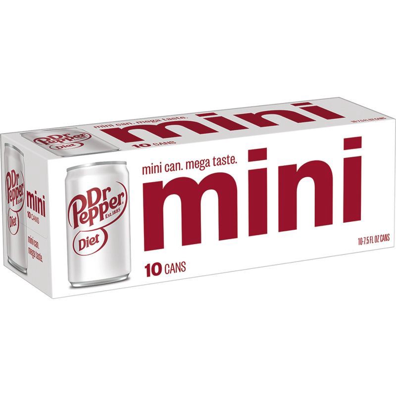 slide 2 of 7, Diet Dr Pepper Soda - 10pk/7.5 fl oz Mini Cans, 10 ct; 7.5 fl oz