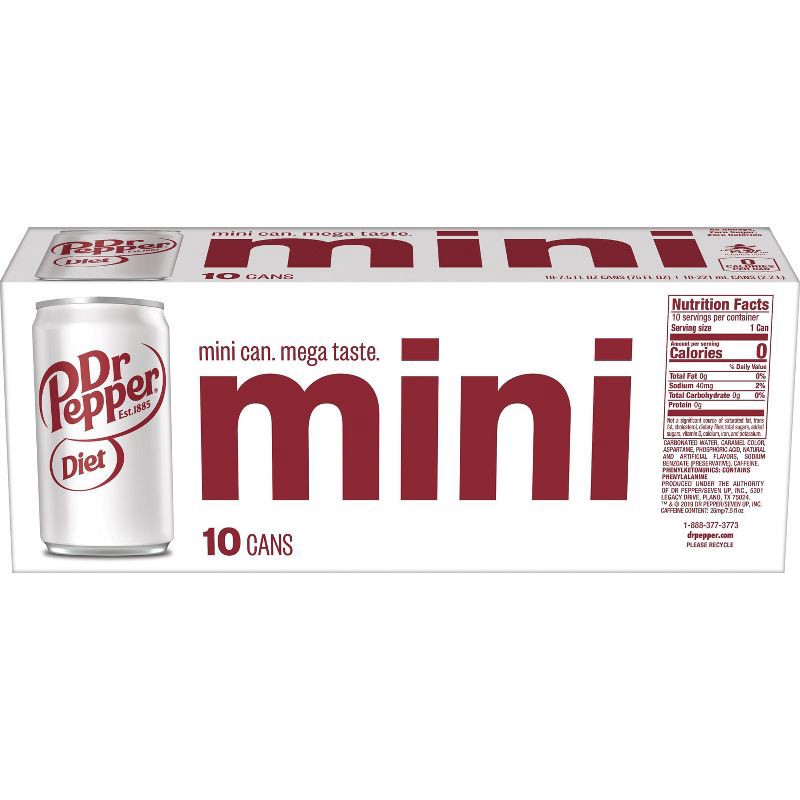 slide 4 of 7, Diet Dr Pepper Soda - 10pk/7.5 fl oz Mini Cans, 10 ct; 7.5 fl oz