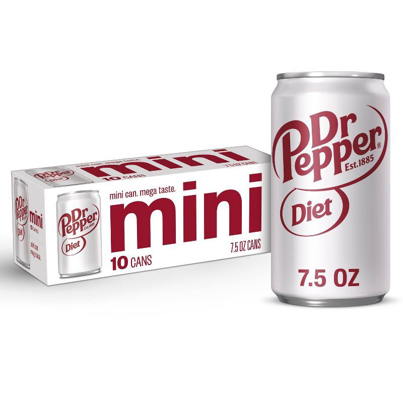 slide 1 of 7, Diet Dr Pepper Soda - 10pk/7.5 fl oz Mini Cans, 10 ct; 7.5 fl oz