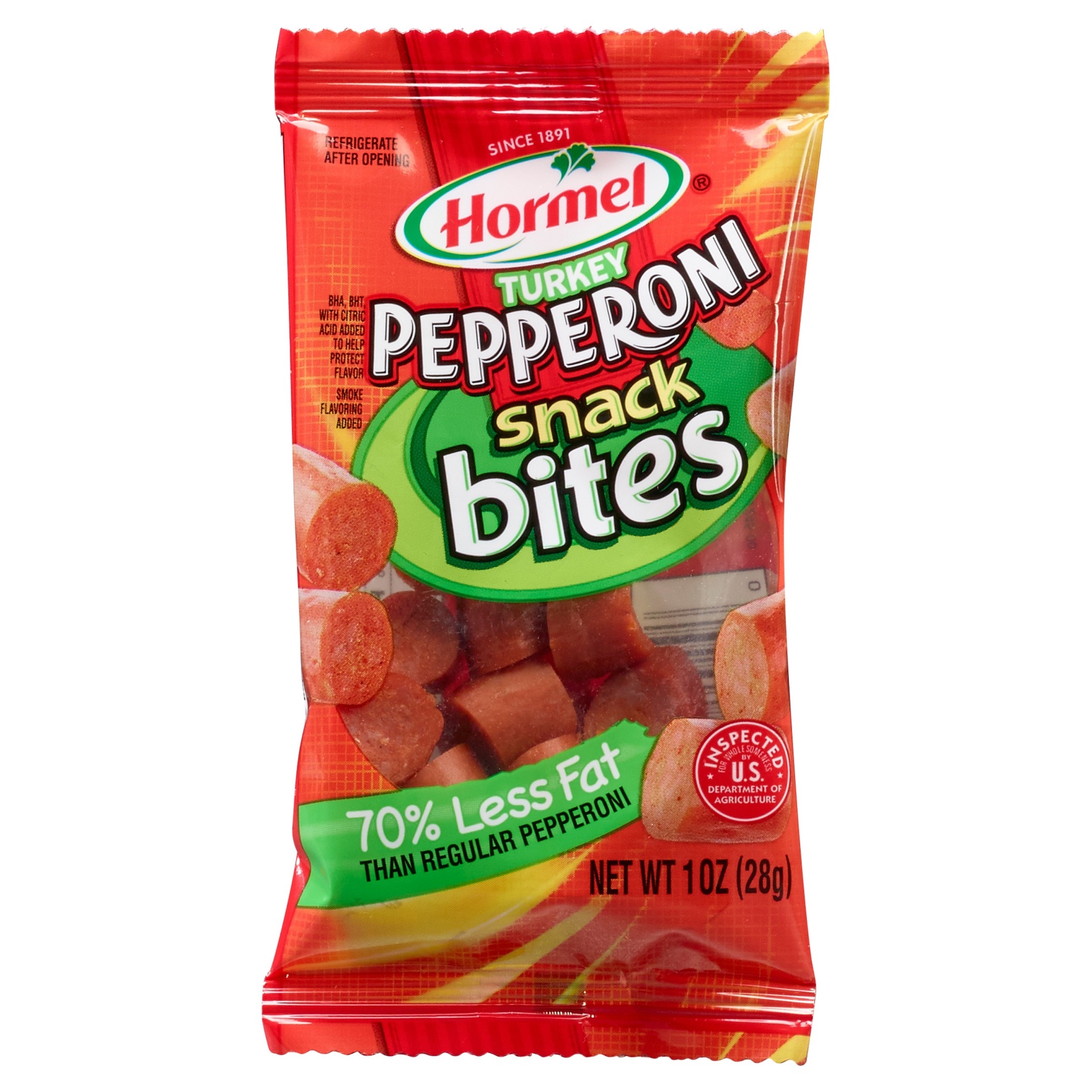 slide 1 of 2, Hormel Turkey Pepperoni Bites, 1 oz