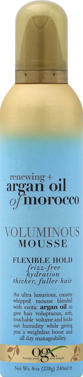 slide 4 of 4, Ogx Renewing Argan Oil Of Morocco Voluminous Mousse Flexible Hold, 8 fl oz