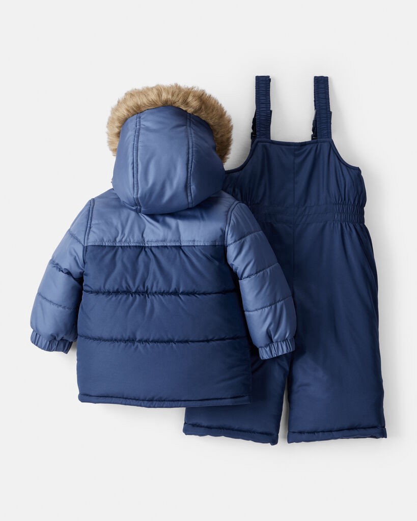slide 3 of 5, Carter's Carters Baby Boy 2-Piece Hooded Snowsuit Jacket & Bib Set - Navy Navy 24M, 2 pc