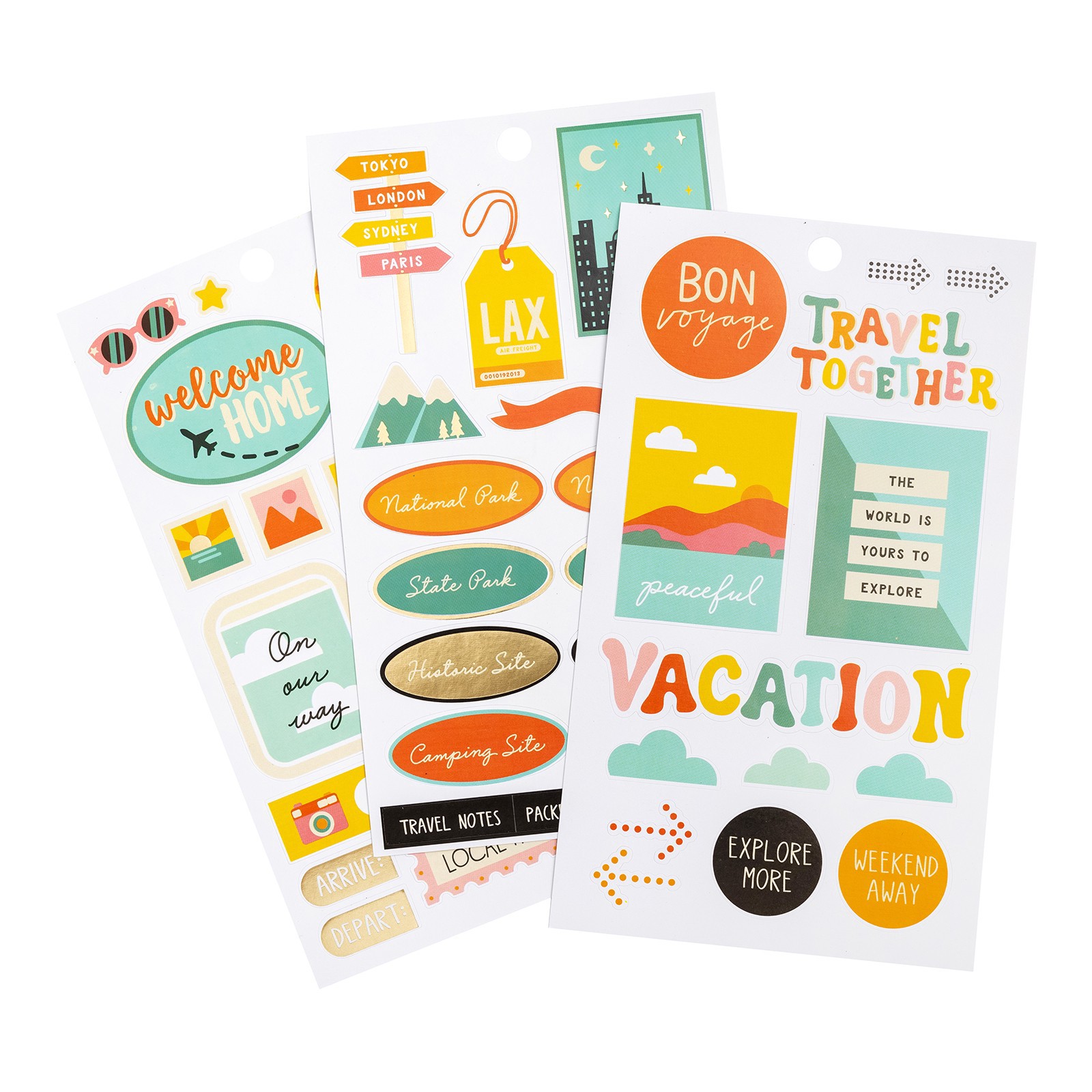 slide 2 of 5, Wanderlust Stickers By Recollections, 3.75 in x 6.75 in