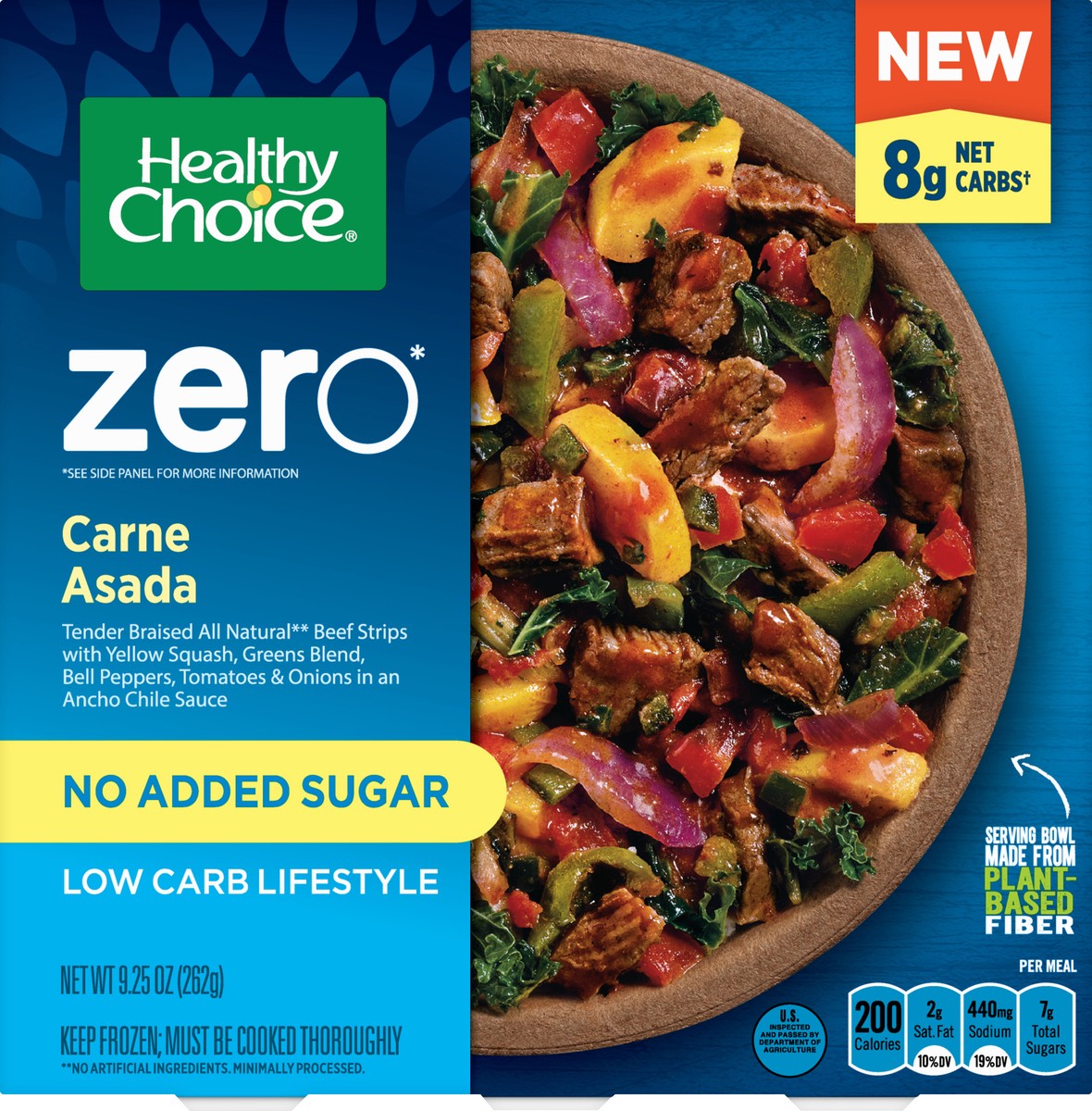 slide 1 of 5, Healthy Choice Zero No Added Sugar Low Carb Lifestyle Carne Asada 9.25 oz, 9.25 oz