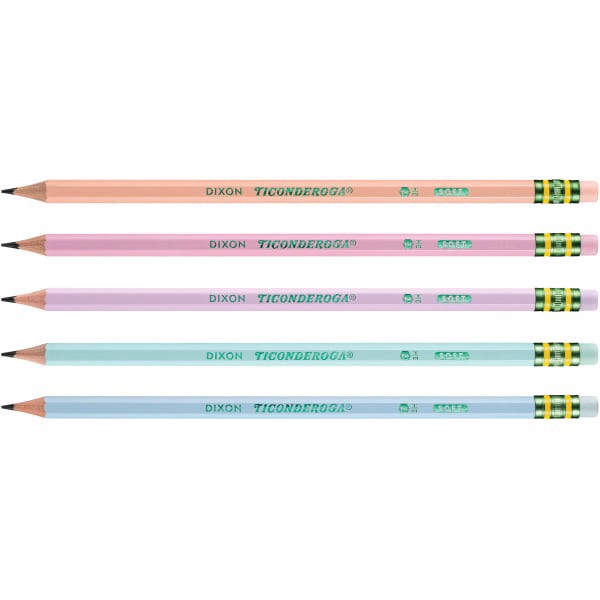 slide 3 of 5, Ticonderoga Wood-Cased Pencils, Pre-Sharpened, #2 HB Soft, Pastel Colors, 18 Count, 18 ct