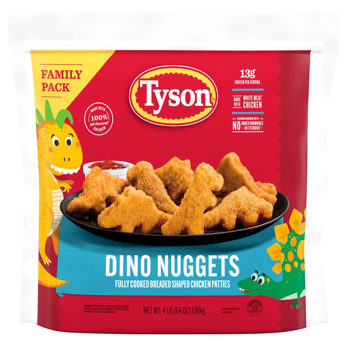 slide 1 of 9, Tyson Frozen Dino Nuggets, 4 lb, 4 lb