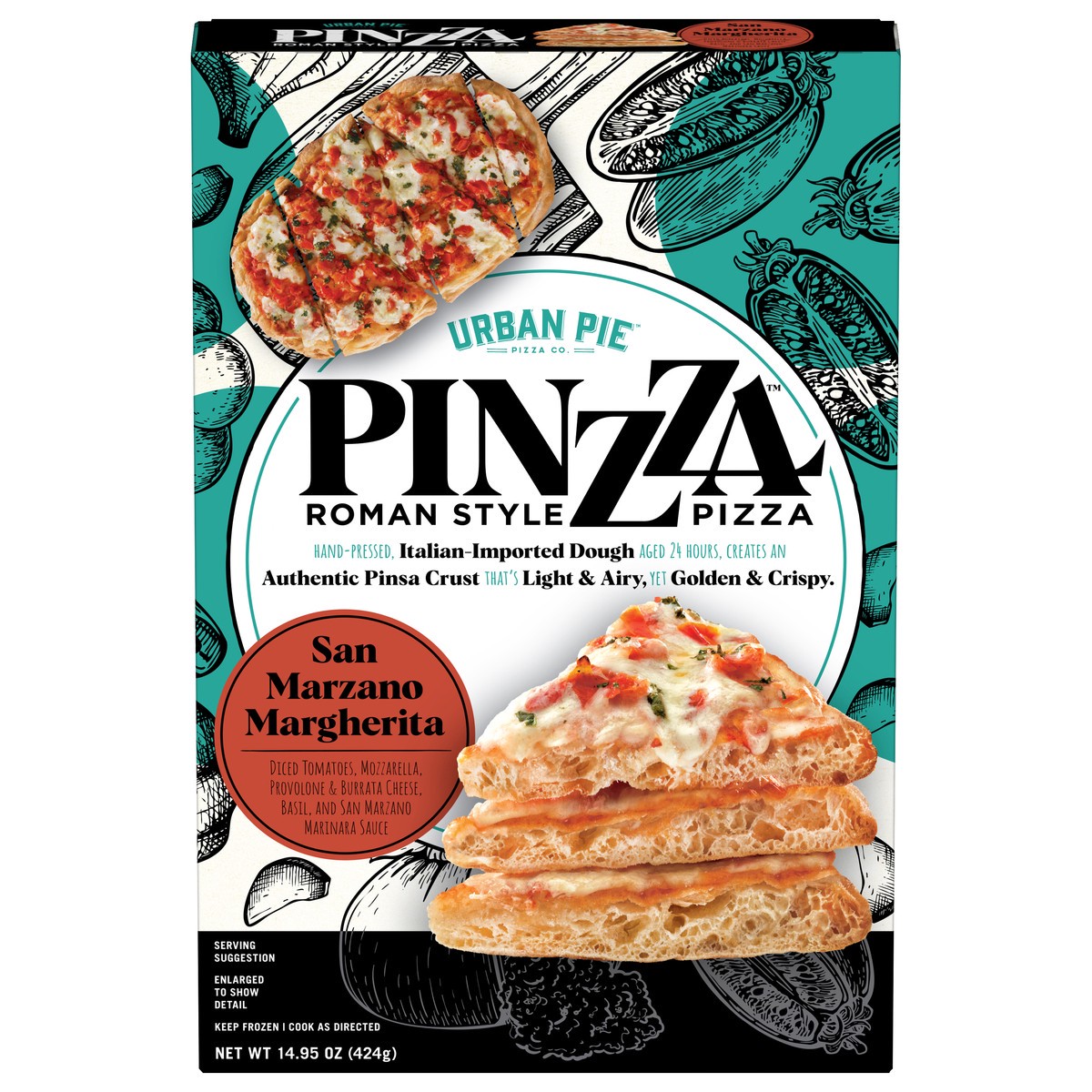 slide 1 of 12, Urban Pie Pizza Co., Pinzza San Marzano Margherita, Roman Style, 14.95 oz