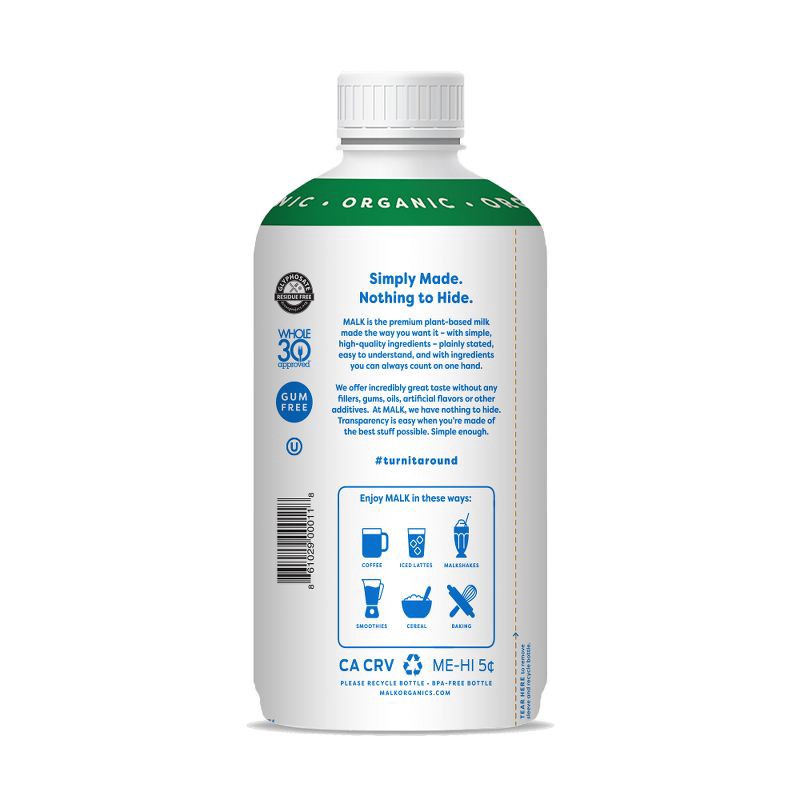 slide 2 of 5, MALK Organics Malk Unsweetened Almond Milk - 28 fl oz, 28 fl oz