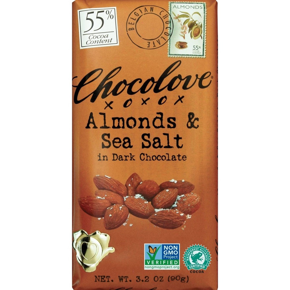 slide 2 of 4, Chocolove Almonds & Sea Salt in Dark Chocolate, 3.2 oz