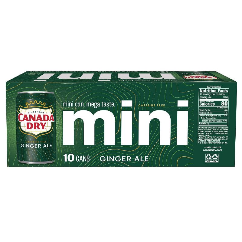 slide 9 of 14, Canada Dry Ginger Ale Soda - 10pk/7.5 fl oz Mini Cans, 10 ct; 7.5 fl oz