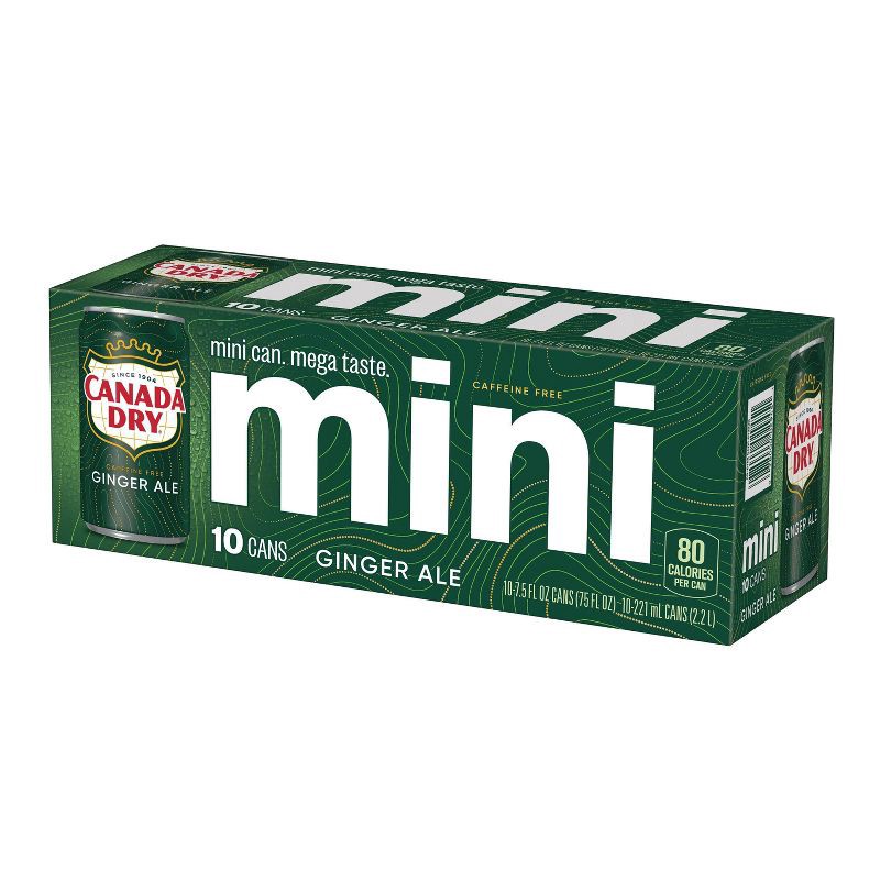 slide 10 of 12, Canada Dry Ginger Ale Soda - 10pk/7.5 fl oz Mini Cans, 10 ct; 7.5 fl oz