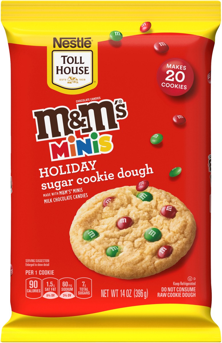 slide 2 of 11, Toll House M&M'S Minis Holiday Refrigerated Sugar Cookie Dough, 14 oz