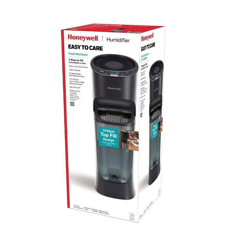 slide 10 of 12, Honeywell Removable Top Fill Tower Humidifier: Cool Mist, 3 Settings, Adjustable Humidity, Portable, Black, ETL Listed, 1 ct