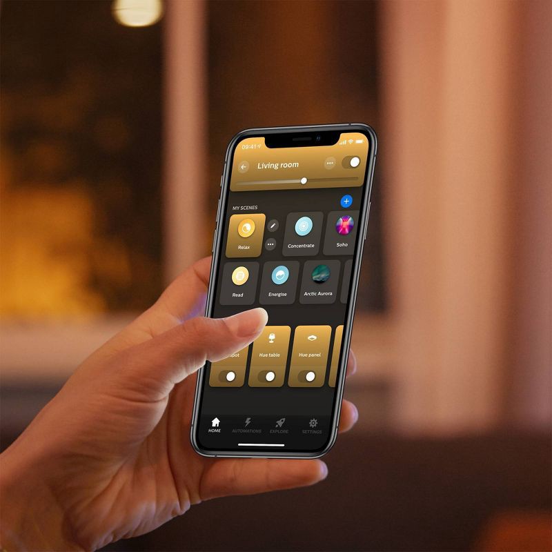 slide 8 of 8, Philips Hue 2pk A19 LED Starter Kit with Bridge White: Energy Star Certified, Dimmable, 1100 Lumens, 22-Year Bulb Life, 2 ct