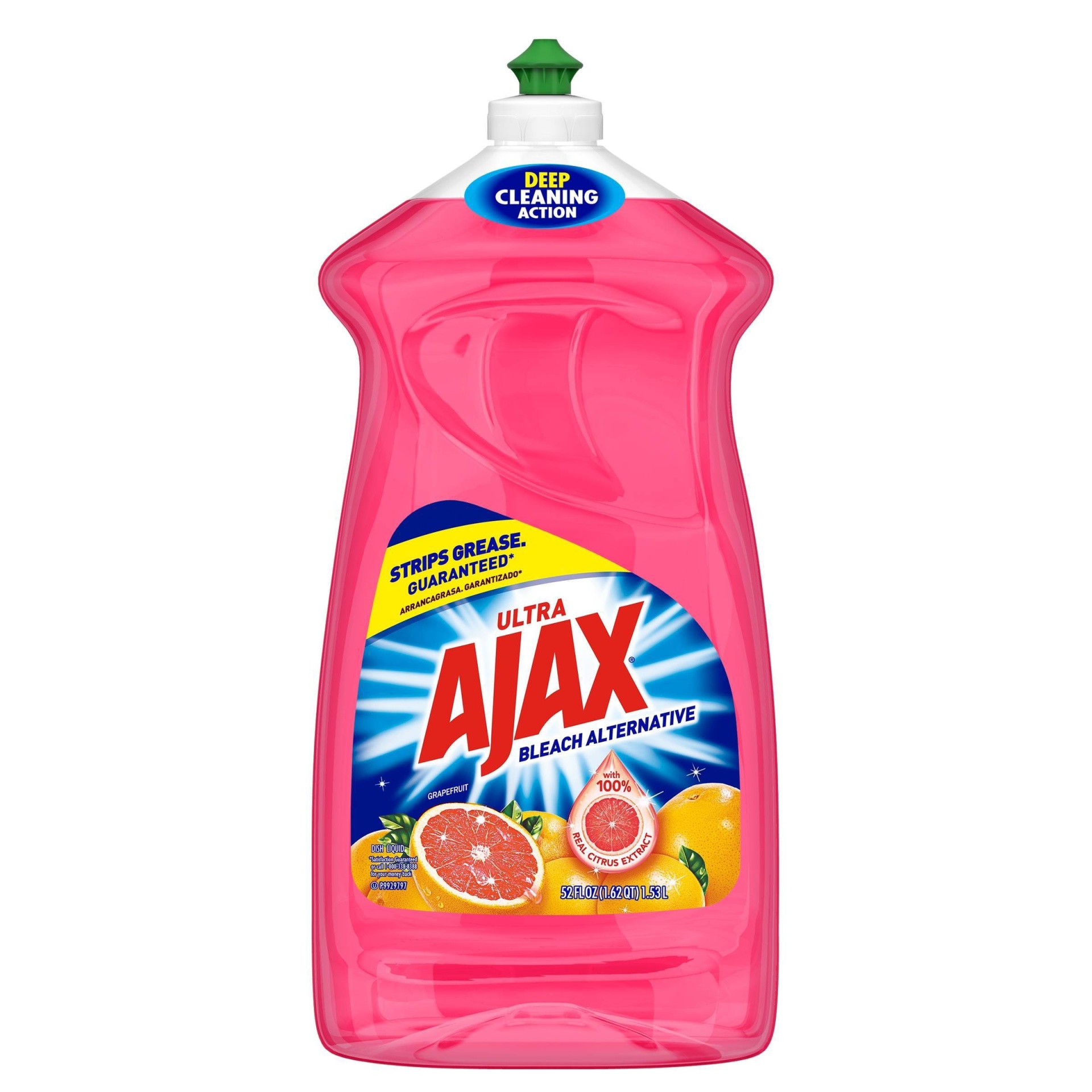 slide 1 of 3, Ajax Ultra Bleach Alternative Liquid Dish Soap Detergent - Grapefruit, 52 fl oz