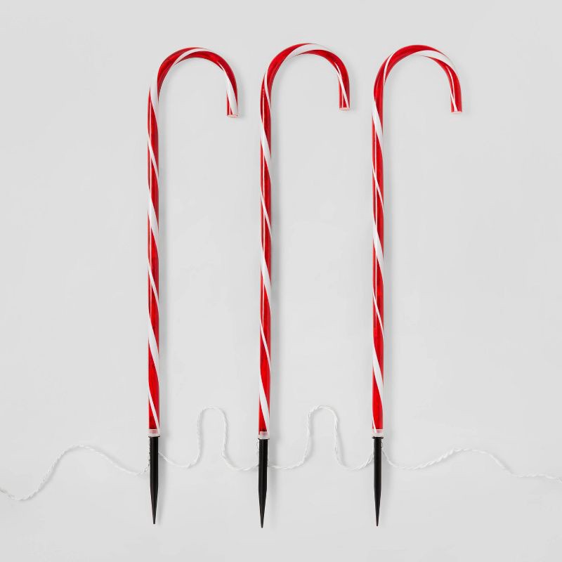 slide 3 of 4, 3ct/28in Candy Cane Christmas Path Lights - Wondershop™, 3 ct