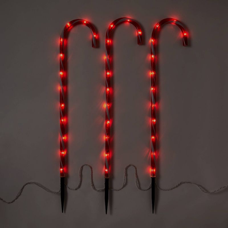 slide 1 of 4, 3ct/28in Candy Cane Christmas Path Lights - Wondershop™, 3 ct