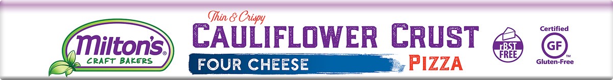 slide 7 of 10, Milton's Pizza, Cauliflower Crust, Thin & Crispy, Four Cheese, 11 oz