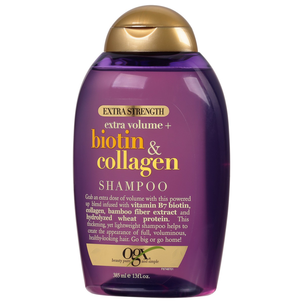 slide 9 of 9, OGX Thick & Full + Biotin & Collagen Extra Strength Volumizing Shampoo with Vitamin B7 & Hydrolyzed Wheat Protein for Fine Hair. Sulfate-Free Surfactants for Thicker, Fuller Hair, 13 Fl Oz, 13 fl oz
