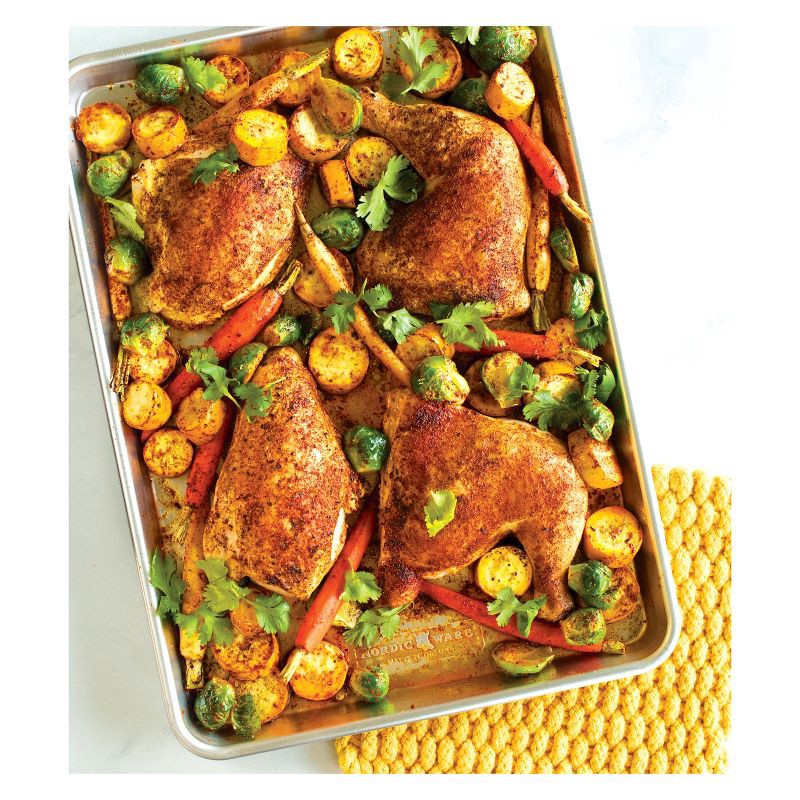 slide 4 of 4, Nordic Ware Naturals Jumbo Cookie Sheet: Aluminum Baking Pan, Hand Wash, Oven-Safe, Silver, 21x15x1, Lifetime Warranty, 1 ct