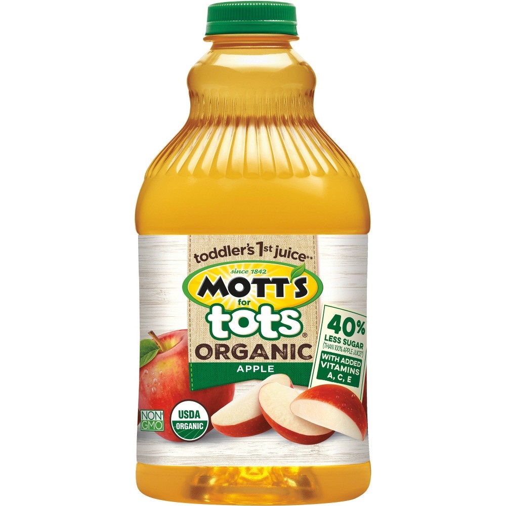 slide 2 of 3, Mott's for Tots Organic Apple Juice Bottle, 64 fl oz