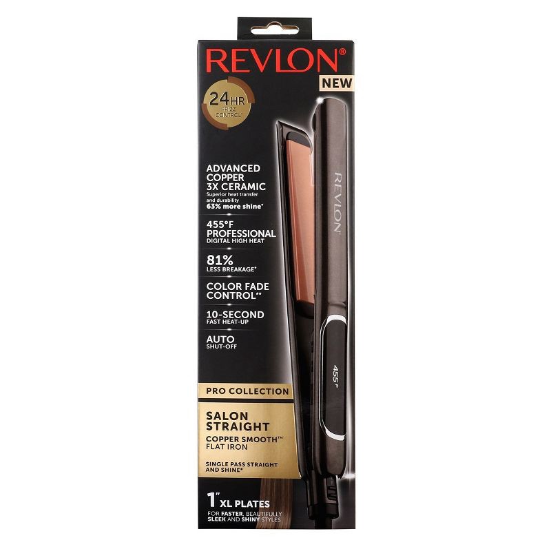 slide 5 of 5, Revlon Salon Straightening Copper Flat Iron 1", 1 ct