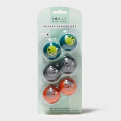 Fab Feet Women's by Foot Petals Sneakers Deodorizer Black/Orange/Blue - 3 pairs: Eliminates Odors, Shoe Freshener