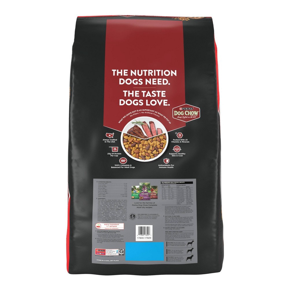 slide 4 of 7, Purina Dog Chow with Real Beef Adult Complete & Balanced Dry Dog Food - 42lbs, 42 lb