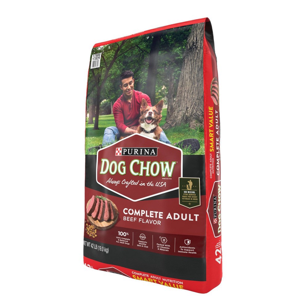 slide 2 of 7, Purina Dog Chow with Real Beef Adult Complete & Balanced Dry Dog Food - 42lbs, 42 lb