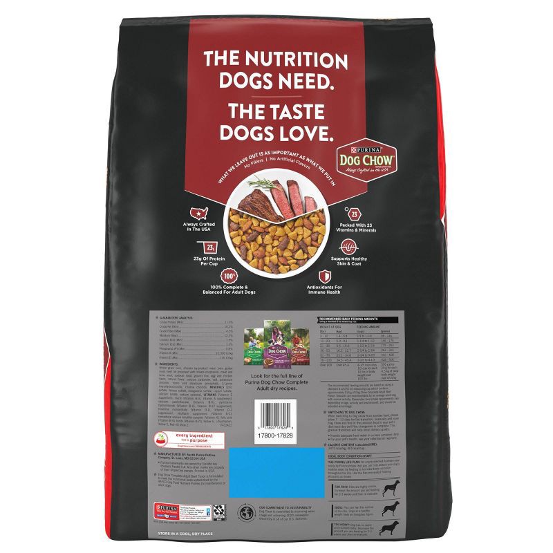slide 3 of 7, Purina Dog Chow with Real Beef Adult Complete & Balanced Dry Dog Food - 18.5lbs, 18.5 lb