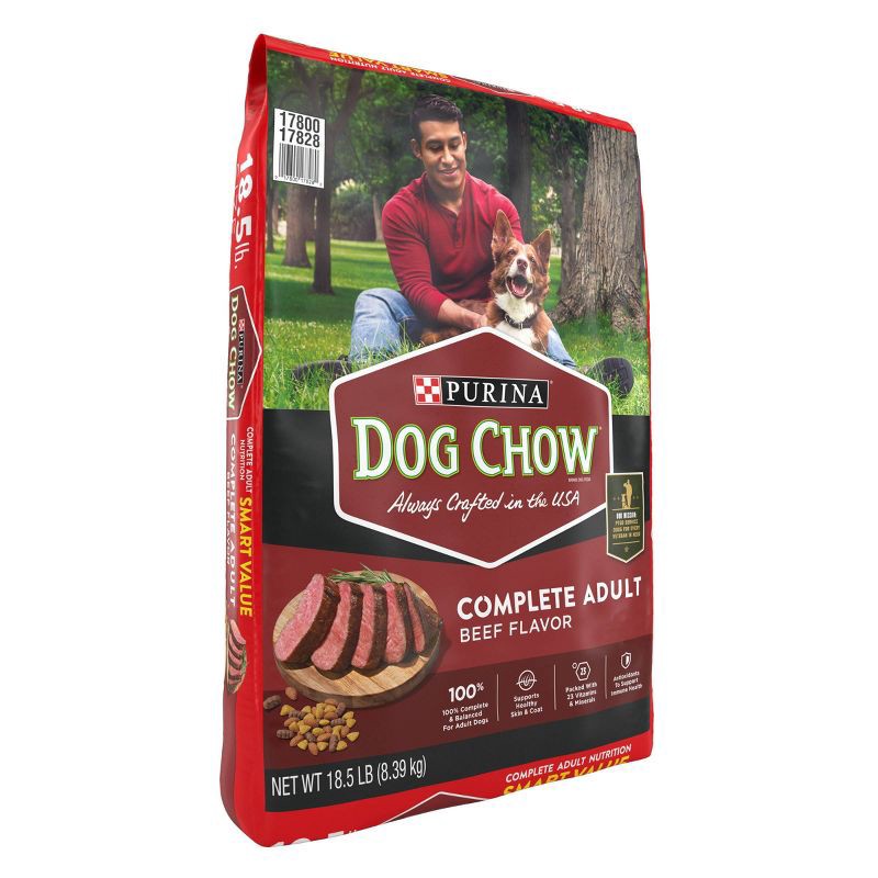 slide 4 of 7, Purina Dog Chow with Real Beef Adult Complete & Balanced Dry Dog Food - 18.5lbs, 18.5 lb