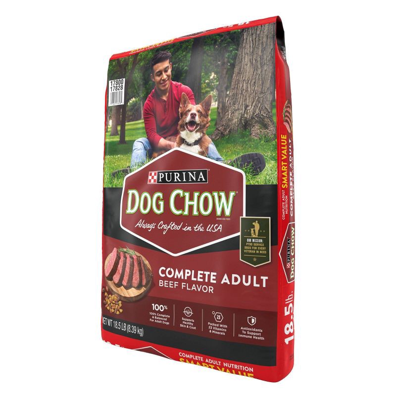 slide 6 of 7, Purina Dog Chow with Real Beef Adult Complete & Balanced Dry Dog Food - 18.5lbs, 18.5 lb