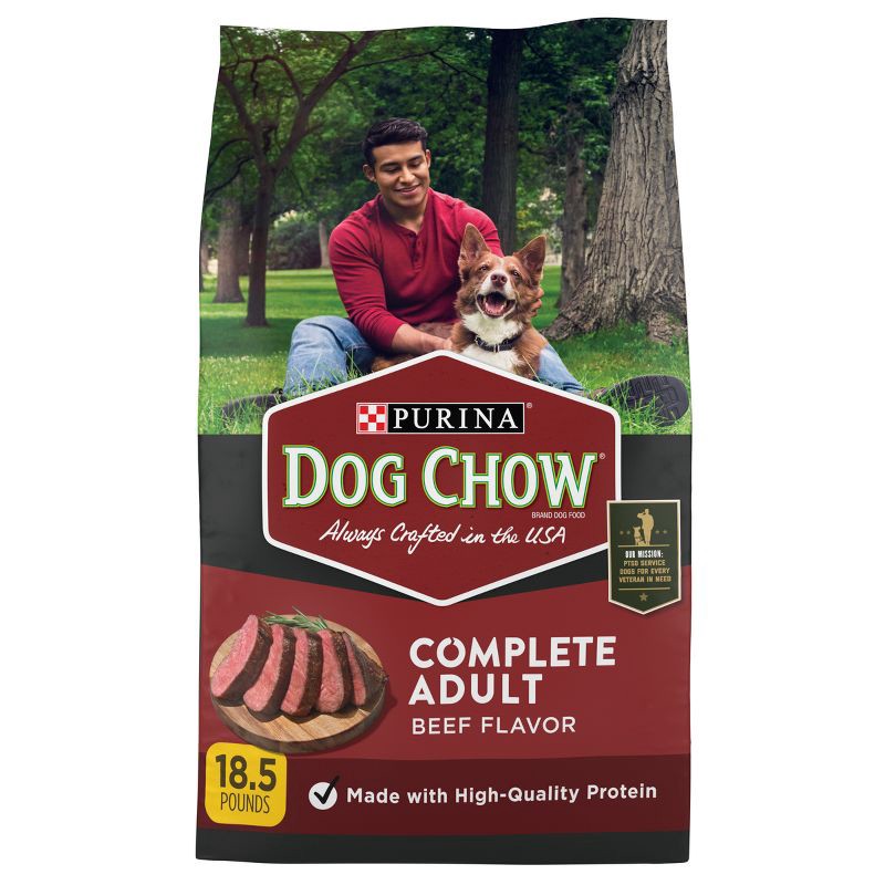 slide 1 of 7, Purina Dog Chow with Real Beef Adult Complete & Balanced Dry Dog Food - 18.5lbs, 18.5 lb