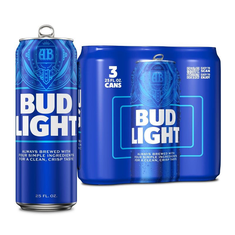 slide 1 of 8, Bud Light Beer - 3pk/25 fl oz Cans, 3 ct, 25 fl oz