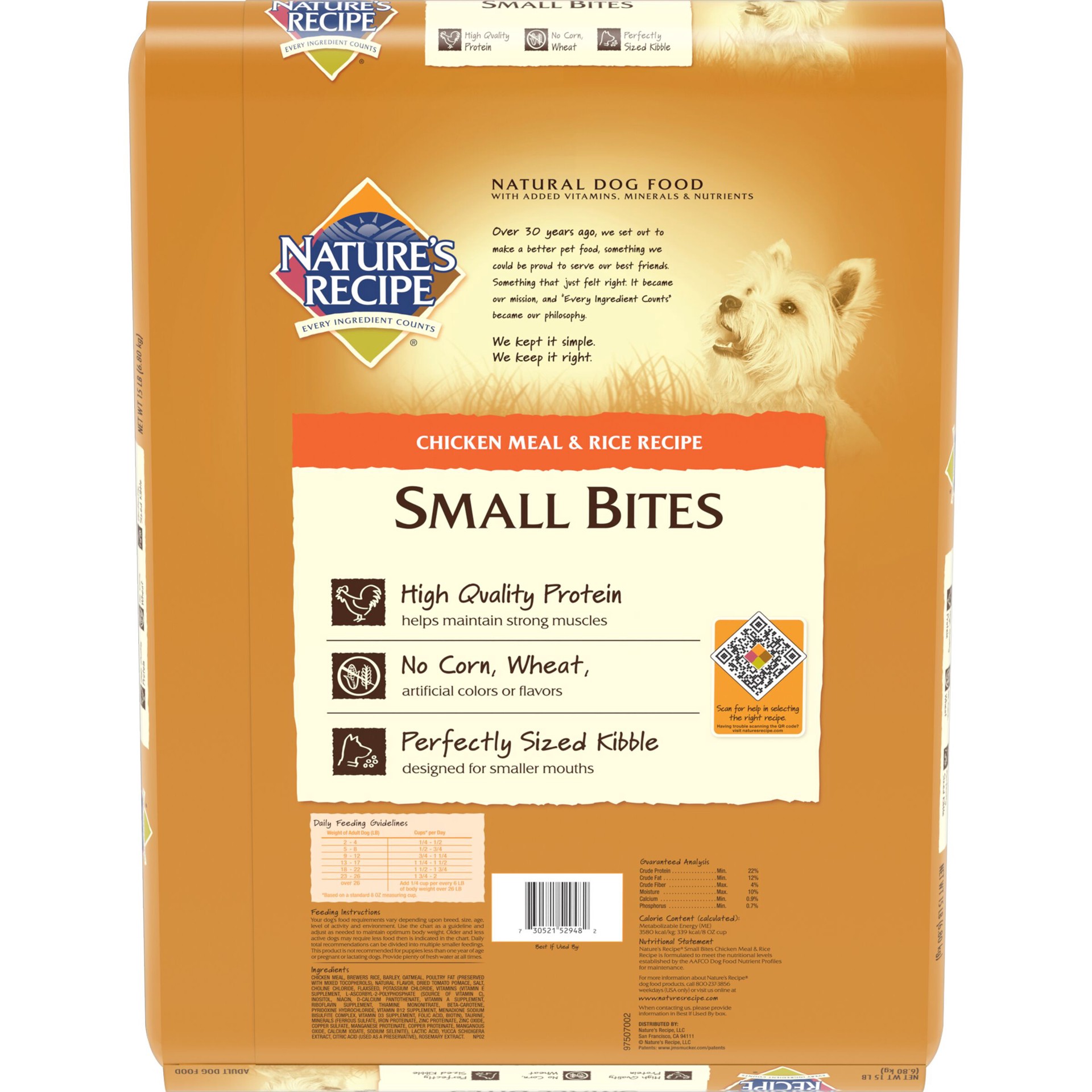 slide 3 of 6, Nature's Recipe Small Bites Chicken Meal & Rice Recipe Dry Dog Food, 15 Pounds, 15 lb