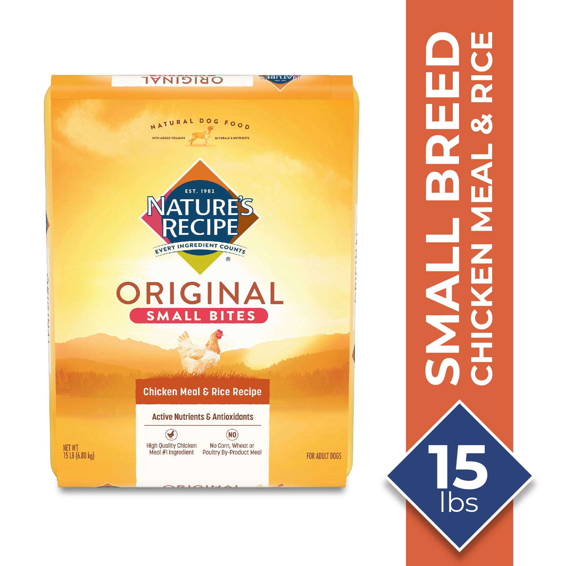 slide 2 of 6, Nature's Recipe Small Bites Chicken Meal & Rice Recipe Dry Dog Food, 15 Pounds, 15 lb