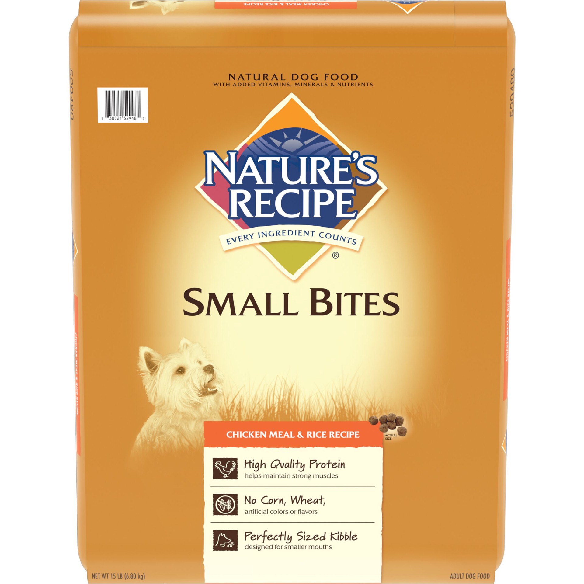 slide 1 of 6, Nature's Recipe Small Bites Chicken Meal & Rice Recipe Dry Dog Food, 15 Pounds, 15 lb