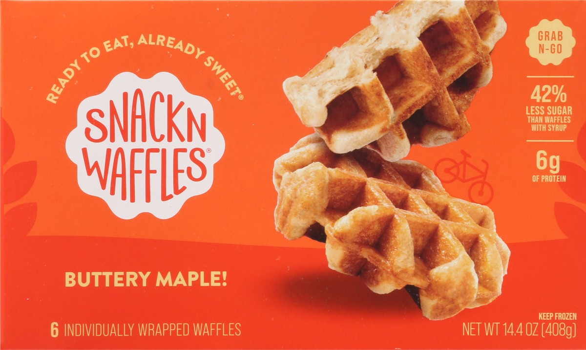 slide 4 of 9, Snack'n Waffles Buttery Maple Waffles 6 ea, 6 ct